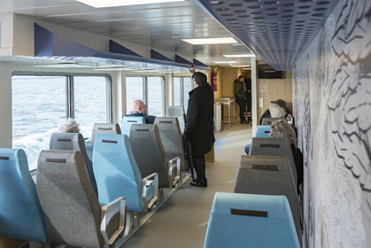 Interior of Breizh Nevez, the new boat connecting Groix and Lorient.