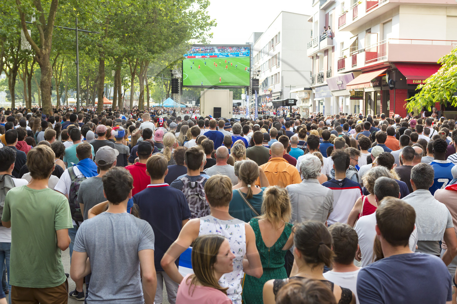 1 2 World Cup Final Football. Public broadcast on giant screen in Lorient